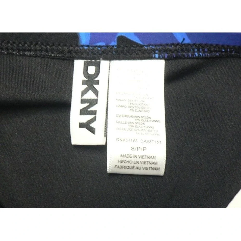 DKNY Women's U-Wire Bandeau Shirred One-Piece Swimsuit Brush Stroke Blue Small - Picture 10 of 11